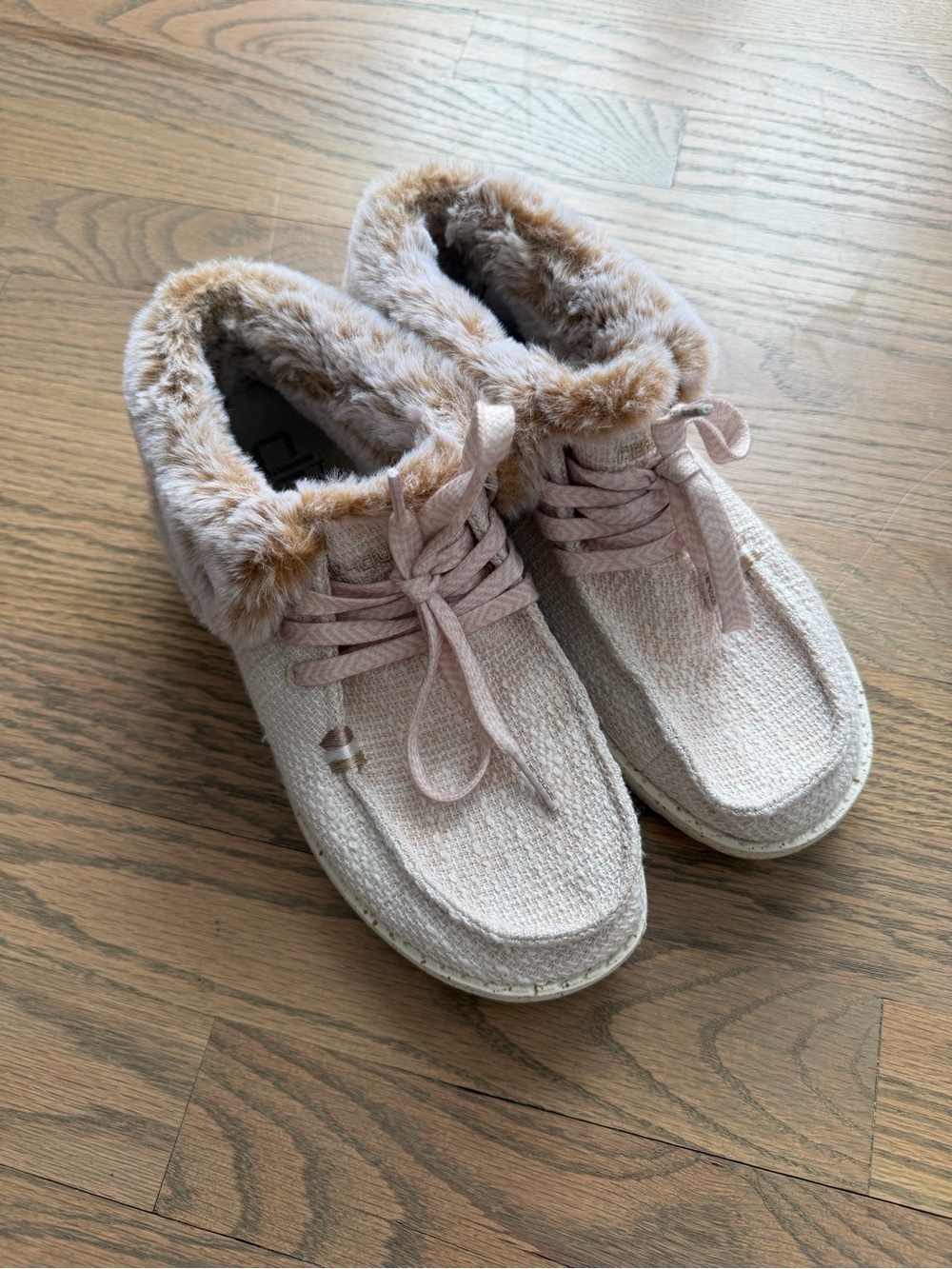 Hey Dude Women's Faux-Fur Trim Lace-Up Booties - Light Pink